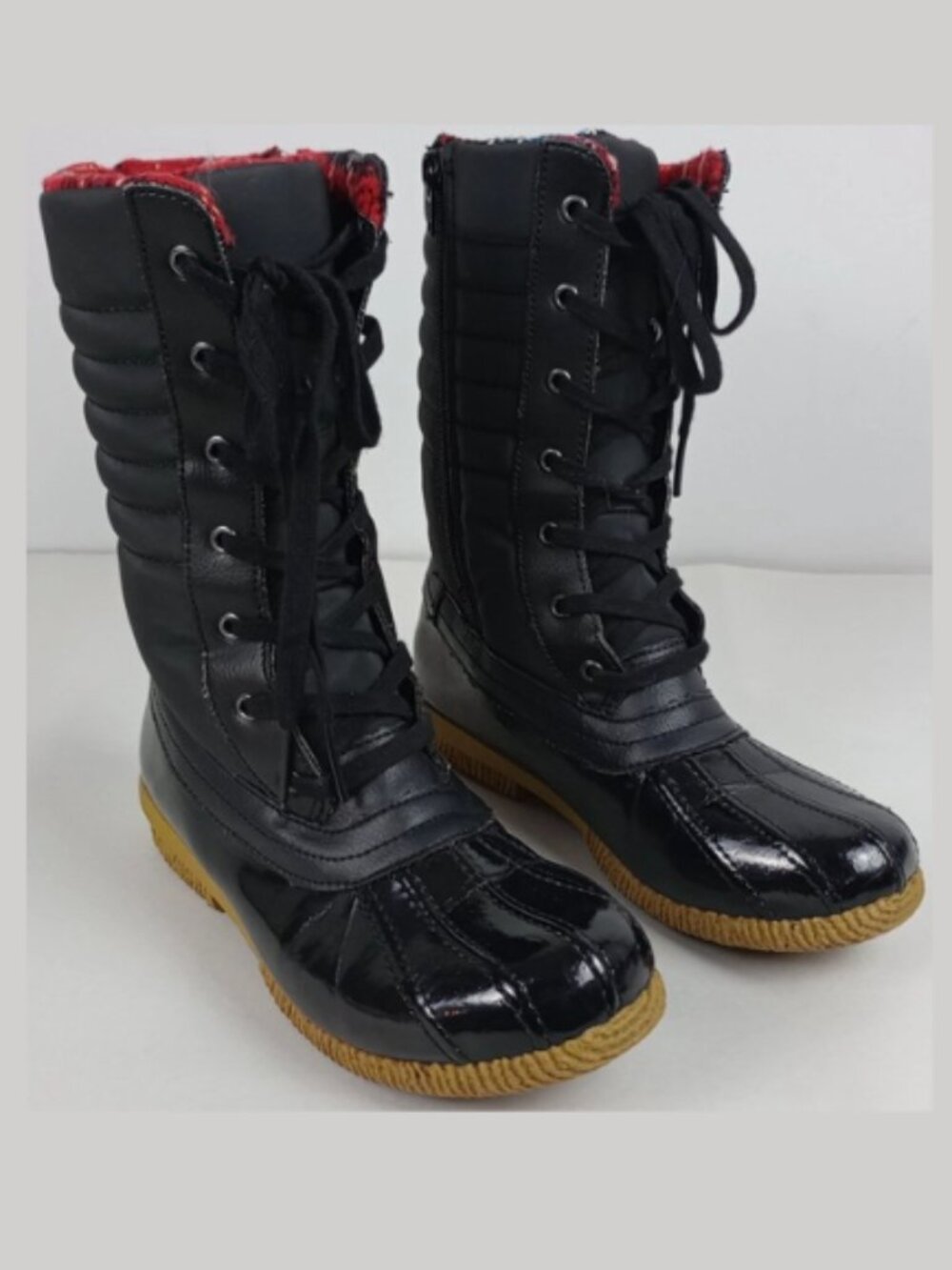 Merona Zabby Womens 6M Red Plaid Black Snow Rain Insulated Waterproof Duck Boots